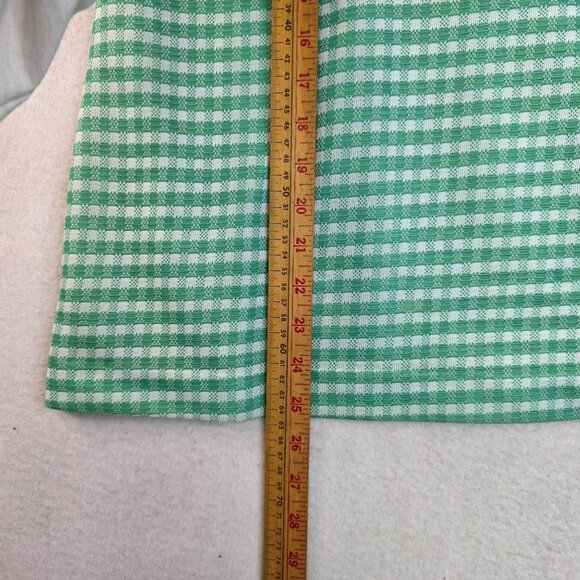 1970s Switchmates Small Gingham Pointy Collar Green Polo Shirt Deadstock Retro - Picture 9 of 9